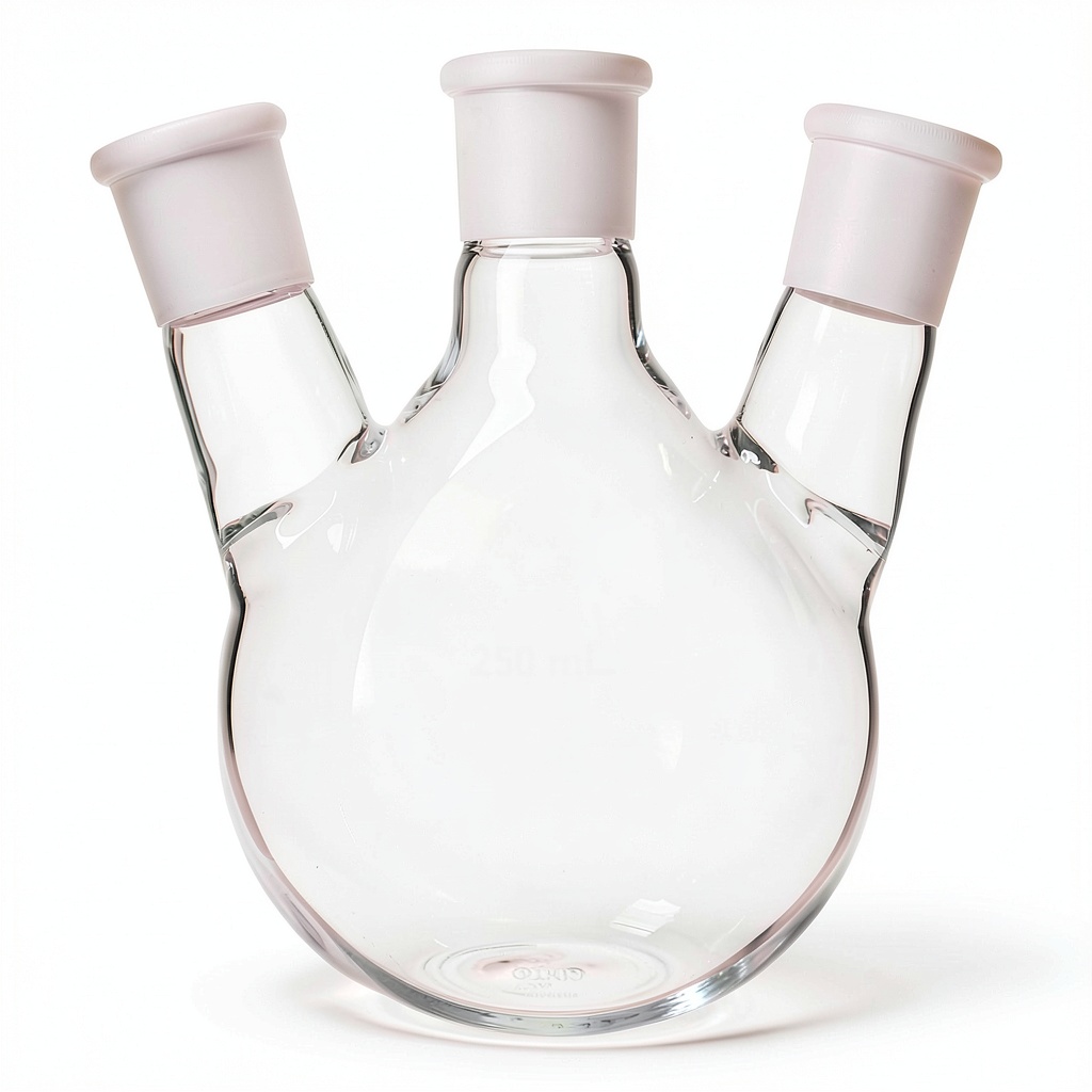 QiMan borosilicate distillation flask on a lab bench