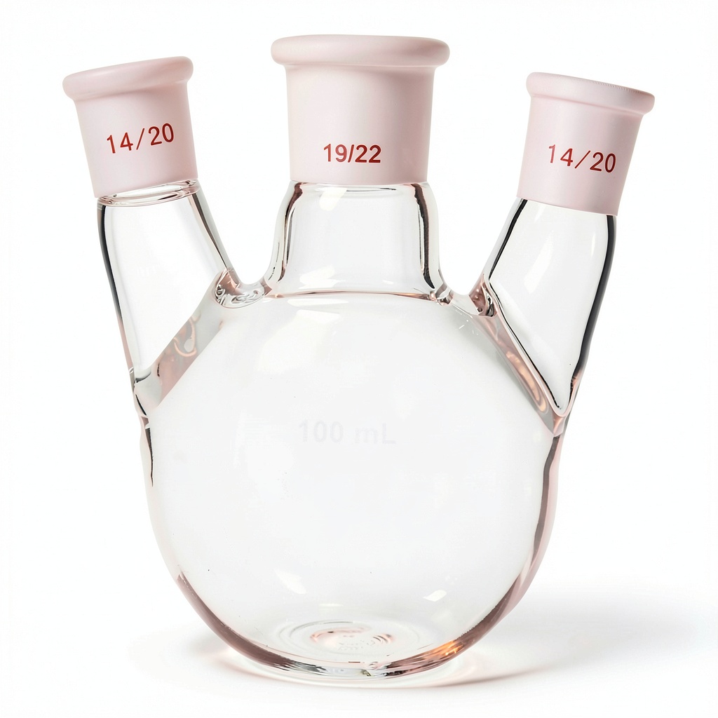 QiMan borosilicate lab flask on a laboratory bench
