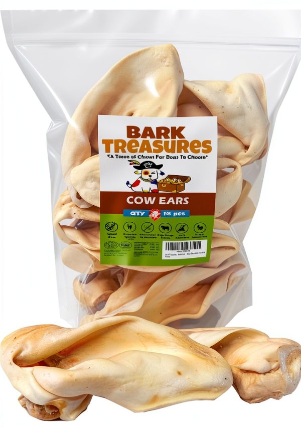 Cow Ears Dog Treats Bark Treasures Thick Rawhide Alternative Chews-0