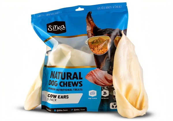 Sitka Farms Whole Cow Ears for Dogs 5 Count Premium Rawhide Free Chew-0