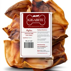 Best Pet Supplies GigaBite Roasted Pig Ears for Dogs Pack of 12-0