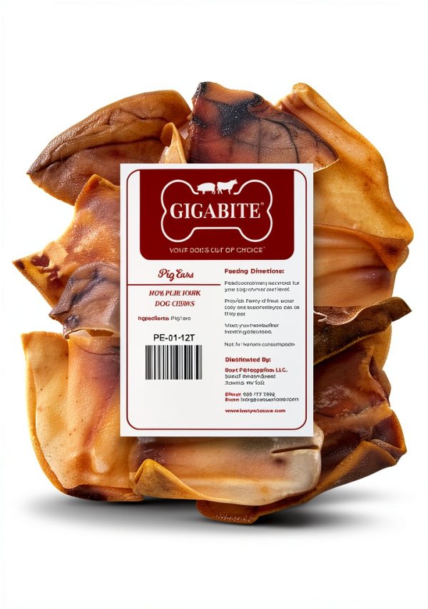 Best Pet Supplies GigaBite Roasted Pig Ears for Dogs Pack of 12-0