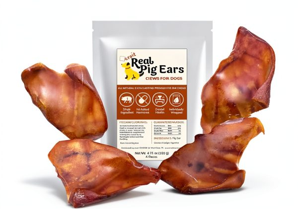 All Natural Pig Ears by crait Single Ingredient Fresh Wrapped 4 Pack-2