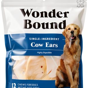 Wonder Bound Cow Ears Dog Treats Amazon Brand Beef Digestible 12-Pack-0