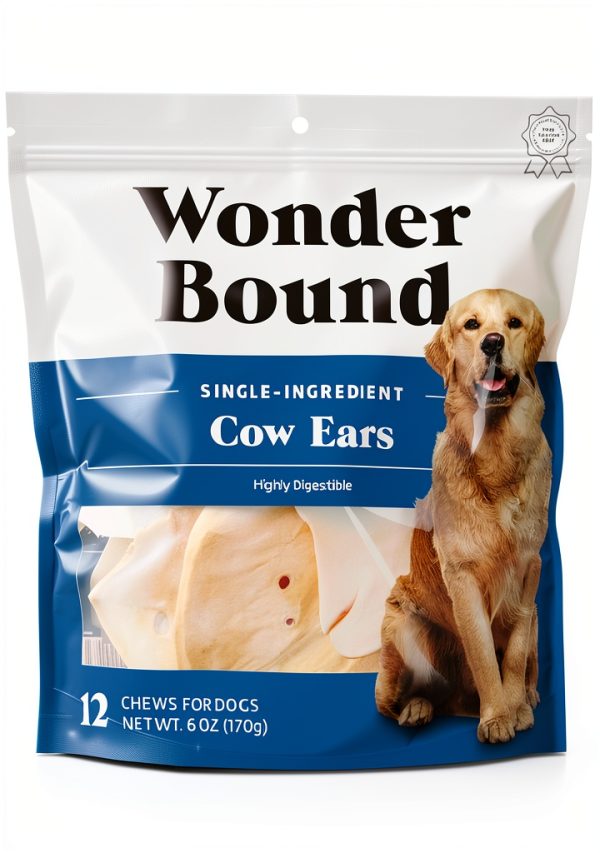 Wonder Bound Cow Ears Dog Treats Amazon Brand Beef Digestible 12-Pack-0