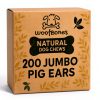 All Natural Jumbo Whole Pig Ears for Dogs 200 Pack - Pets Plus-0