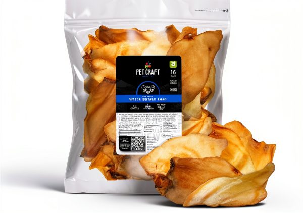 Pet Craft Supply Grass Fed Water Buffalo Ear 16 Count (Pack of 1) Pig Ears for Dogs Alternative Free Range Long Lasting Dog Chew and Treat for Aggressive Chewers and Puppies-0