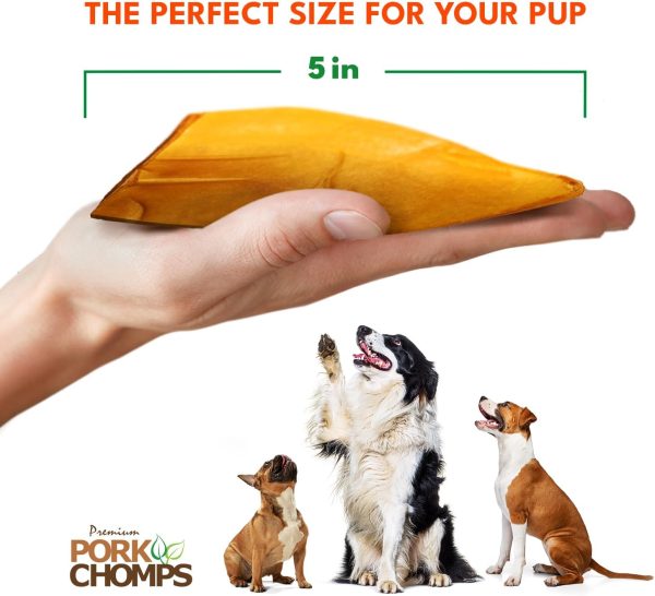 Pork Chomps Roasted Pork Skin Dog Chews Ear Shapes 10 Count-3