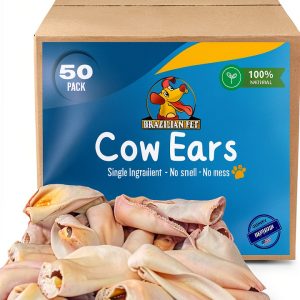 Brazilian Pet Natural Cow Ears for Dogs 50 Pack Over 5in Free-Range-0