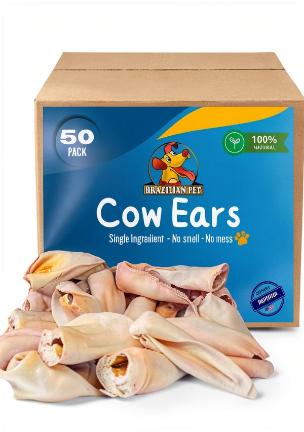 Brazilian Pet Natural Cow Ears for Dogs 50 Pack Over 5in Free-Range-0