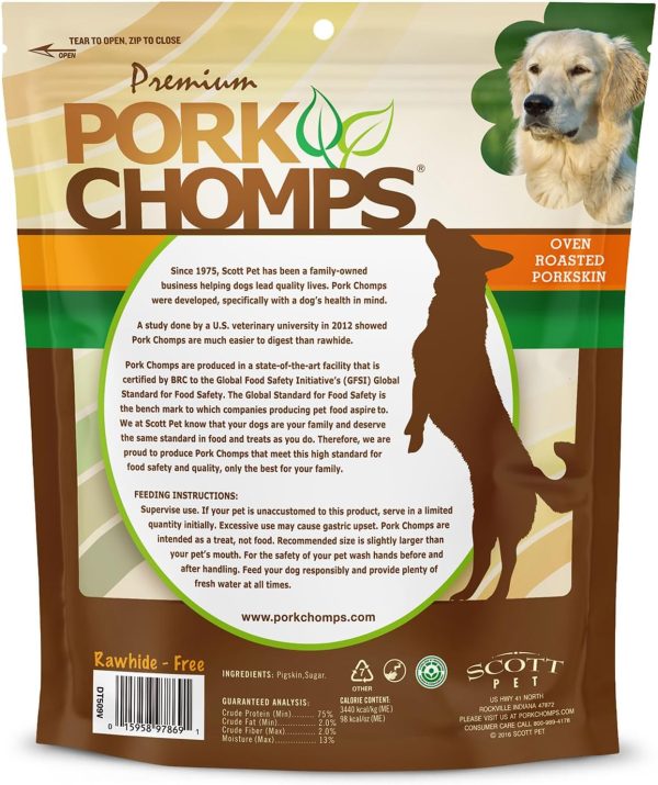 Pork Chomps Roasted Pork Skin Dog Chews Ear Shapes 10 Count-6