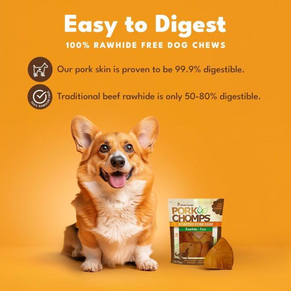 Pork Chomps Roasted Pork Skin Dog Chews Ear Shapes 10 Count-1
